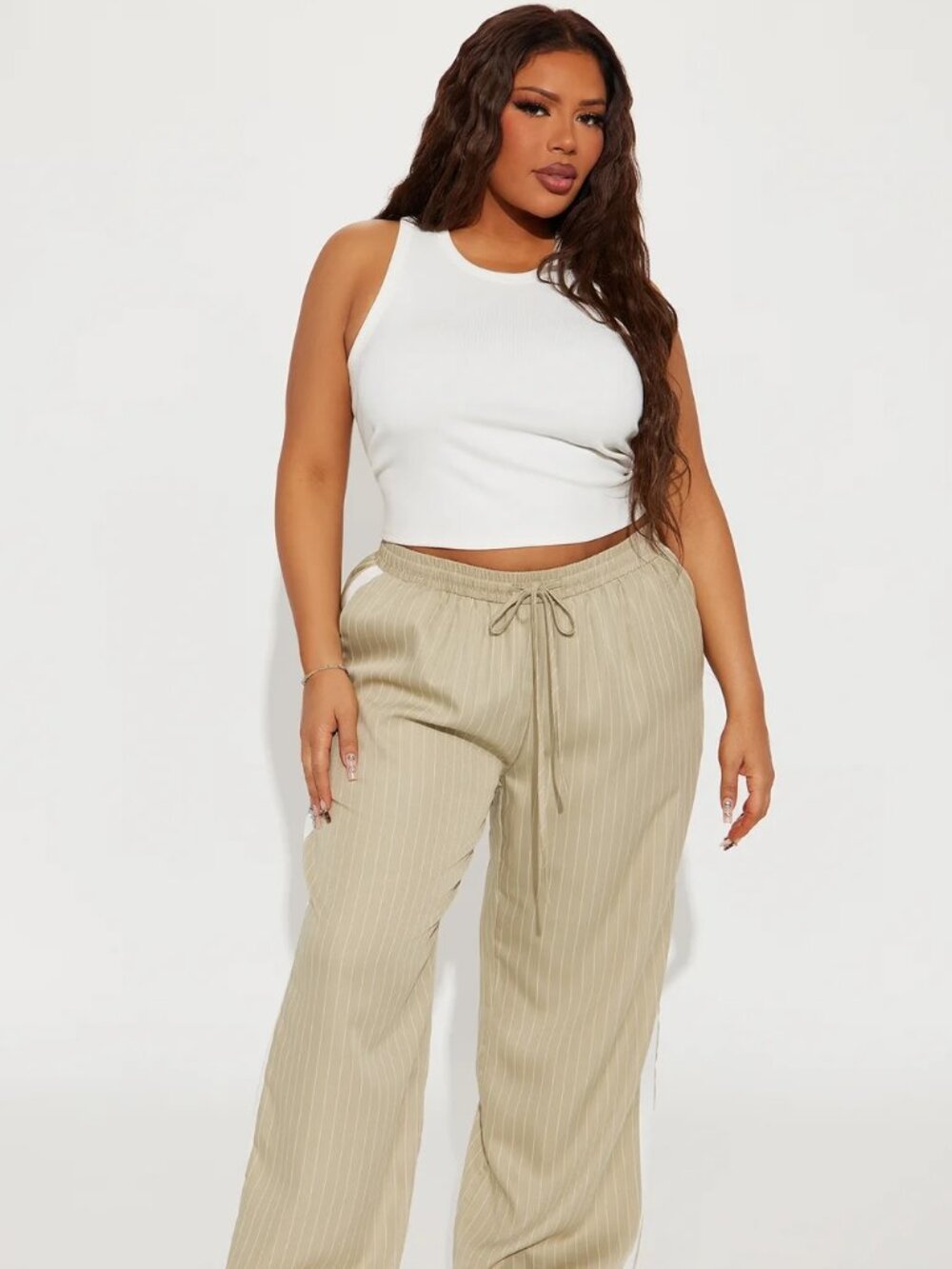 FASHION NOVA 'Norma' Pinstripe Wide Leg Trouser Pants